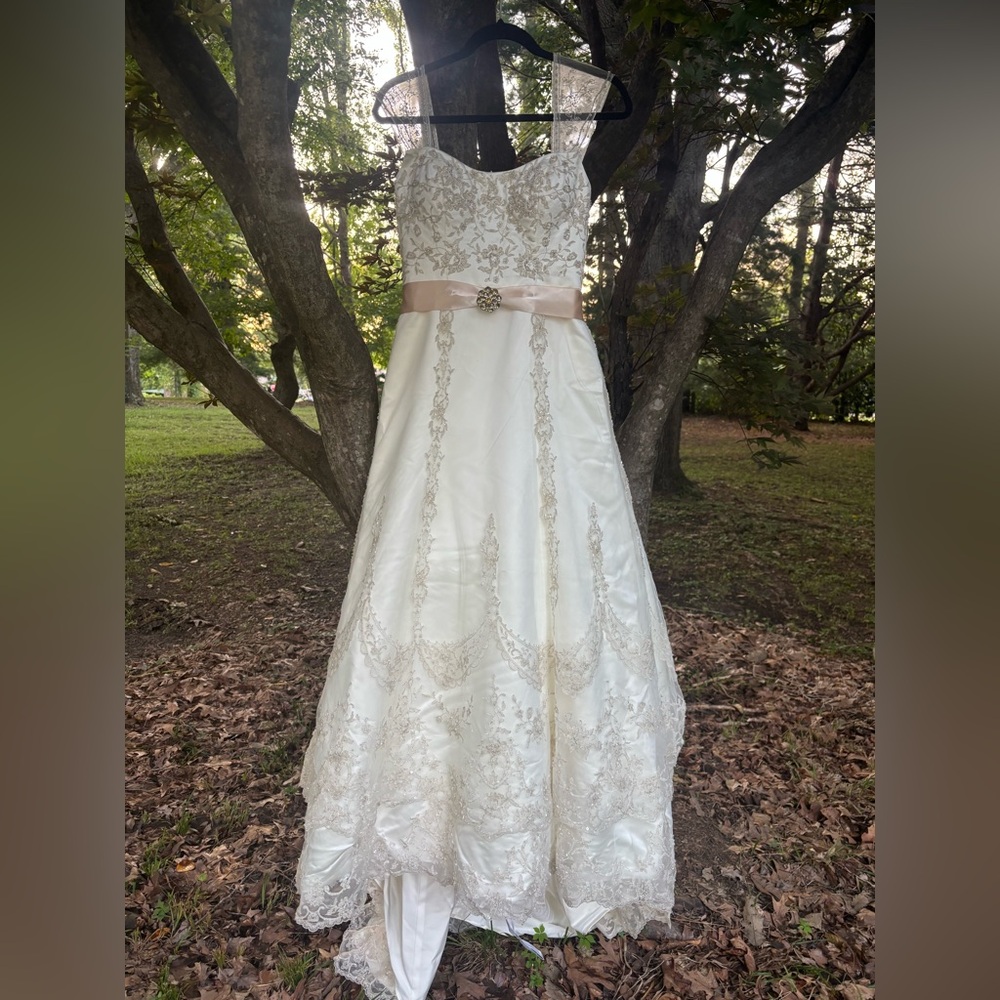 Elegant Cream Lace Wedding Dress